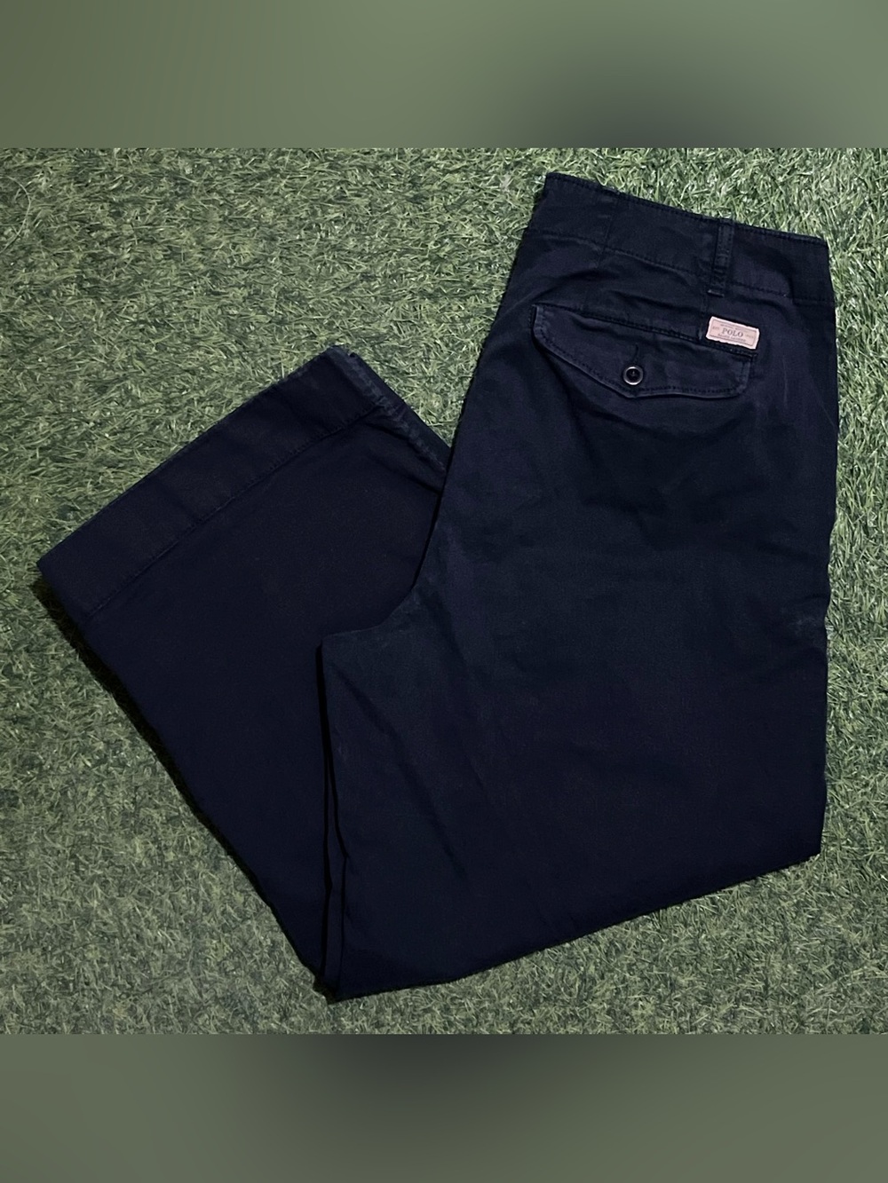 Polo Ralph Lauren Chino Pants Navy Blue Flat Front Cotton Preppy Boys Size 10
